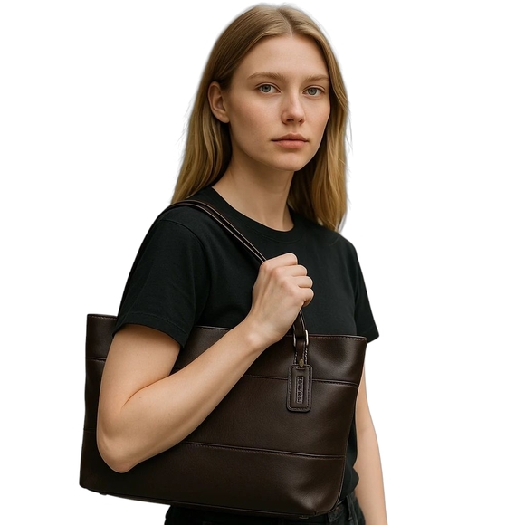 Coach Vintage Tribecca Leather Shoulder Tote No. 9098 Made In Costa Rica - Picture 2 of 11